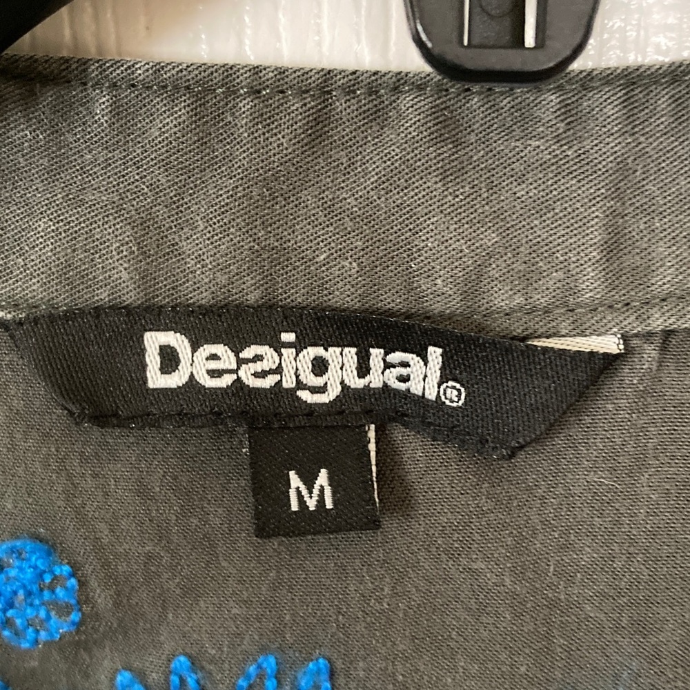 Desigual Dark Green Floral Embroidered Shirt - Picture 2 of 8